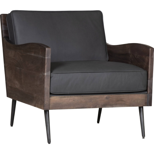 Karma Accent Chair with Live Edge Wood & Slate Gray Leather